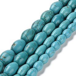 Howlite Chapelets de perles synthétiques howlite, teint, riz, 10~17x8~12mm, Trou: 1.2mm, environ274 pcs / 500 g