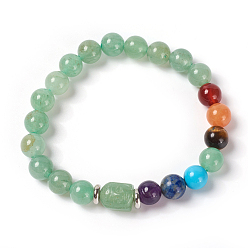 Green Aventurine Natural & Synthetic Mixed Stone and Green Aventurine Beads Stretch Bracelets, 2-1/8 inch(5.3~5.5cm)
