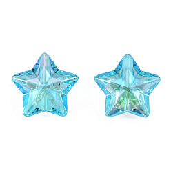 Темно-Голубой Гальванические радужные переливающиеся акриловые бусины, звезда, глубокое синее небо, 18x18.5x9 мм, отверстие : 1.8 мм