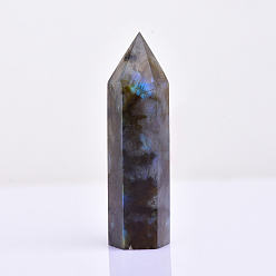 Labradorite Natural Labradorite Pointed Prism Bar Home Display Decoration, Healing Stone Wands, for Reiki Chakra Meditation Therapy Decos, Faceted Bullet, 40~50mm