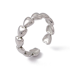 Stainless Steel Color 304 Stainless Steel Heart Wrap Open Cuff Ring for Women, Stainless Steel Color, US Size 6 1/2(16.9mm)