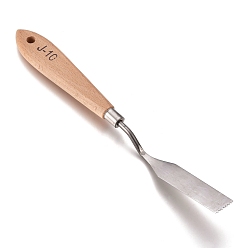 Bois Solide Acier inoxydable peintures palette grattoir spatule couteaux, avec manche en hêtre, pour les outils de lame de couteau de peinture de gouache d'huile d'artiste, burlywood, 215x23x19 mm, couteau: 76x16 mm