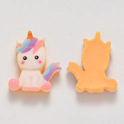 Colorful Resin Cabochons, Unicorn, Colorful, 24x19x6mm