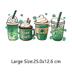 Drink Saint Patrick's Day Theme PET Sublimation Stickers, Heat Transfer Film, Iron on Vinyls, for Clothes Decoration, Drink, 126x250mm