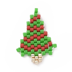 Christmas Tree Handmade MIYUKI Japanese Seed Loom Pattern Seed Beads, Christmas Theme Pendants, Christmas Tree Pattern, 22x15.5x1.7mm
