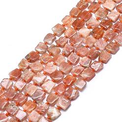 Sunstone Natural Sunstone Beads Strands, Square, 10x10x5mm, Hole: 1mm, about 35pcs/strand, 15.55 inch(39.5cm)