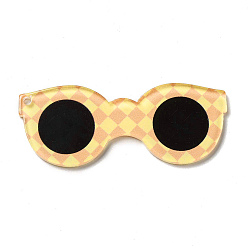 PeachPuff Cute Opaque Printed Acrylic Pendants, Glasses Charm, PeachPuff, 54.5x22x2mm, Hole: 2mm