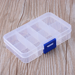 Clear 8 Compartments Polypropylene(PP) Bead Storage Containers, Rectangle, Clear, 10.8x7x2.3cm, Hole: 6mm