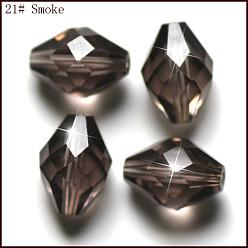 Gris Imitations de perles de cristal autrichien, grade de aaa, facette, Toupie, grises , 8x11mm, Trou: 0.9~1mm