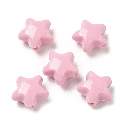 Pink Perles acryliques opaques, étoiles, rose, 11x11.5x7mm, Trou: 2mm, environ1245 pcs / 500 g