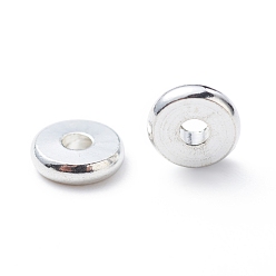 Argent Laiton perles d'entretoise, disque, argenterie, 8x1.5mm, Trou: 1.5mm
