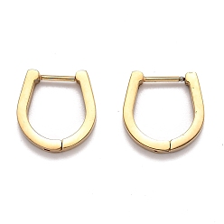 Golden 304 Stainless Steel Huggie Hoop Earrings, Horse Shoe, Golden, 15x14.5x3mm, Pin: 1mm