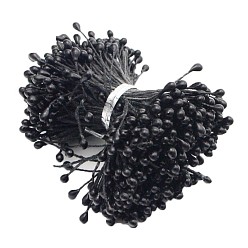 Noir Noyau de fleur de gypse mat écologique, pistil d'étamines de fleurs à deux têtes, pour la fabrication de fleurs artificielles, album, décoration de la maison, noir, 3mm, 288 pcs /sachet 