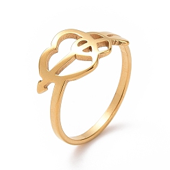 Oro Chapado de iones (ip) 201 flecha de acero inoxidable del anillo de dedo de cupido, anillo ancho hueco para el día de san valentín, dorado, tamaño de EE. UU. 6 1/2 (16.9 mm)