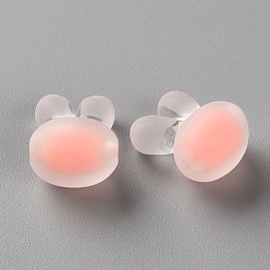 Salmon Transparent Acrylic Beads, Frosted, Bead in Bead, Rabbit Head, Salmon, 15.5x12x9.5mm, Hole: 2mm, about 480pcs/500g