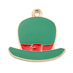Red Saint Patrick's Day Alloy Enamel Pendants, Light Gold, Hat Charm, Red, 22x23x1.5mm, Hole: 2mm