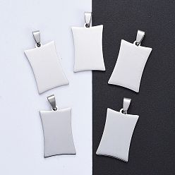 Stainless Steel Color 304 Stainless Steel Pendants, Manual Polishing, Blank Stamping Tags, Rectangle, Stainless Steel Color, 31x20x1.8mm, Hole: 4.5x8.5mm
