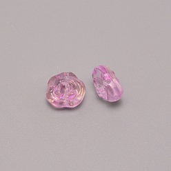 Magenta Glitter Lampwork Beads, Rose, Magenta, 12.5x14x9mm, Hole: 1.2mm