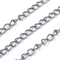 Gunmetal Iron Side Twisted Chain, Unwelded, Lead Free and Nickel Free, with Spool, Gunmetal, 6x4x0.7mm, about 328.08 Feet(100m)/roll