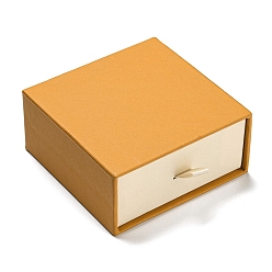 Orange Cardboard Jewelry Set Drawer Boxes, Square Jewelry Case for Bracelet, Necklace, Brooch, Ring, Earring Packaging, Orange, 7.8x7.8cm, 71x71mm inner diameter