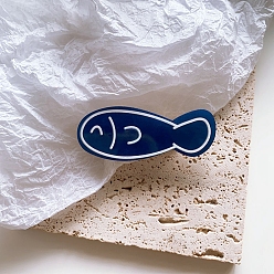 Marina Azul Mini pinzas para el cabello de cocodrilo de plástico, para las niñas, pescado, azul marino, 22x5 mm