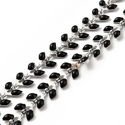 Negro 304 cadenas de mazorcas de acero inoxidable, con esmalte, soldada, con carrete, negro, 6x1.5~2 mm