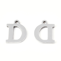 Letter D 201 encantos de acero inoxidable, alfabeto, letter.d, 8.5x7x1 mm, agujero: 1 mm
