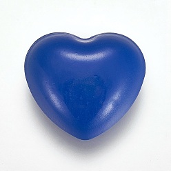 Bleu Billes de carillon en laiton peint à la bombe, sans trou, cœur, bleu, 22x24.5x11mm