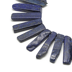 Lapislázuli Hilos de cuentas de lapislázuli natural, cuentas perforadas superiores, teñido, Rectángulo, 20~65x7~15x6~10 mm, agujero: 2 mm, sobre 30~40 unidades / cadena, 15.75 pulgada (40 cm)