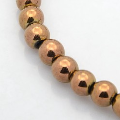 Copper Plated Electroplate Magnetic Synthetic Hematite Beads, with Crystal Rhinestone, Oval, Copper Plated, 19.5x14.5mm, Hole: 4.5mm