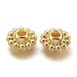 Golden Tibetan Style Spacer Beads, Lead Free and Cadmium Free, Flower, Golden, 9x5mm, Hole: 2mm