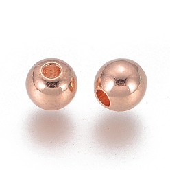 Or Rose Laiton perles d'entretoise, ronde, or rose, 3mm, Trou: 1mm