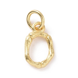 Letter O Brass Pendants, with Jump Ring, Golden, Letter Charm, Letter O, 12x7x1.5mm, Hole: 3mm