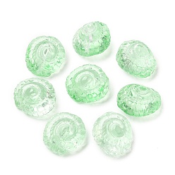 Бледно-Зеленый Прозрачные стеклянные бусины, раковина, бледно-зеленый, 13x14x9 мм, отверстие : 1 мм