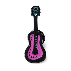Magenta Guitar Creative Rock Music Theme Enamel Pins, Black Alloy Badge for Clothes Backpack, Magenta, 38x14x1.5mm