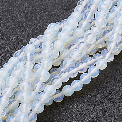 Blanc 16 pouces de long opalite perles lâches, perles rondes opale brins, blanc, 8mm, Trou: 1mm, Environ 49 pcs/chapelet, 14.5~15 pouce