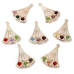 Mixed Color Iron with Glass Pendants, Hollow Ginkgo Leaf Charm, Mixed Color, 34.5x25x5mm, Hole: 1.6mm