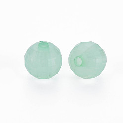 Medium Aquamarine Transparent Acrylic Beads, Dyed, Faceted, Round, Medium Aquamarine, 9.5x9.5mm, Hole: 2mm, about 970pcs/500g