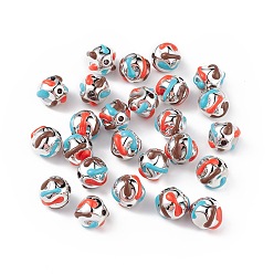 Colorful Plating Acrylic Enamel Beads, Platinum Plated, Round, Colorful, 15~16mm, Hole: 2.8mm