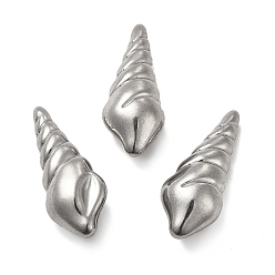 Stainless Steel Color 304 Stainless Steel Beads, No Hole, Conch, Stainless Steel Color, 32x12.5x9mm