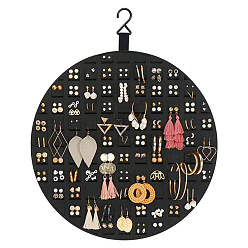 Black Wall-mounted Felt Cloth Jewelry Storage Rack, Flat Round Jewelry Organizer Hanger for Bracelet, Necklace, Earrings Storage, Black, 37cm