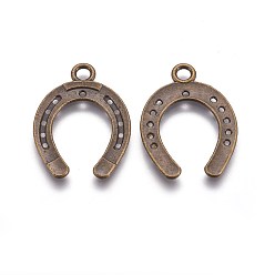 Antique Bronze Tibetan Style Alloy Horseshoe Pendants, Cadmium Free & Lead Free & Nickel Free, Antique Bronze, 30x22x2mm, Hole: 2mm