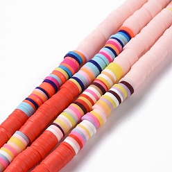 Orange Red Handmade Polymer Clay Bead Strands, Heishi Beads, Disc/Flat Round, Orange Red, 6x0.2~2mm, Hole: 2mm, about 325~330pcs/strand, 15.12~ 15.35 inch(38.4~39cm)