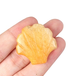 Yellow Jade Natural Yellow Jade Carved Healing Shell Shape Figurines, Reiki Energy Stone Display Decorations, 30x30mm