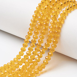 Orange Chapelets de perles en verre, facette, rondelle, orange, 6x5mm, Trou: 1mm, Environ 85~88 pcs/chapelet, 16.1~16.5 pouce (41~42 cm)