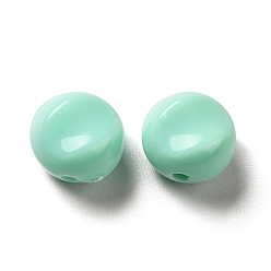 Aquamarine Opaque Acrylic Beads, Flat Round, Aquamarine, 9.5~10x12mm, Hole: 1.8mm, about 1110pcs/500g