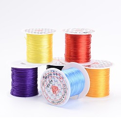 Mixed Color Flat Elastic Crystal String, Elastic Beading Thread, for Stretch Bracelet Making, Mixed Color, 0.8mm, about 10.93 yards(10m)/roll, 25rolls/bag