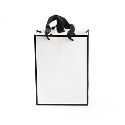 Blanc Sacs en papier rectangle, avec poignées, pour sacs-cadeaux et sacs à provisions, blanc, 22x16x0.6 cm