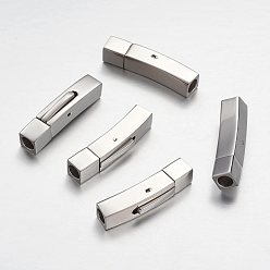 Stainless Steel Color 304 Stainless Steel Bayonet Clasps, Cuboid, Stainless Steel Color, 28x6x7mm, Hole: 4mm