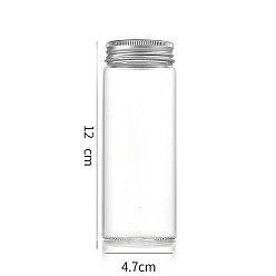 Silver Column Glass Screw Top Bead Storage Tubes, Clear Glass Bottles with Aluminum Lips, Silver, 4.7x12cm, Capacity: 150ml(5.07fl. oz)